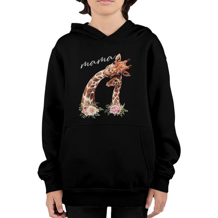 Womens Mama Giraffe  New Mom Mommy Gift For Mother's Day Youth Hoodie