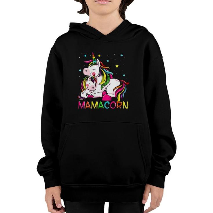 Womens Mamacorn Mother's Day Unicorn Mom Mommycorn Women V-Neck Youth Hoodie