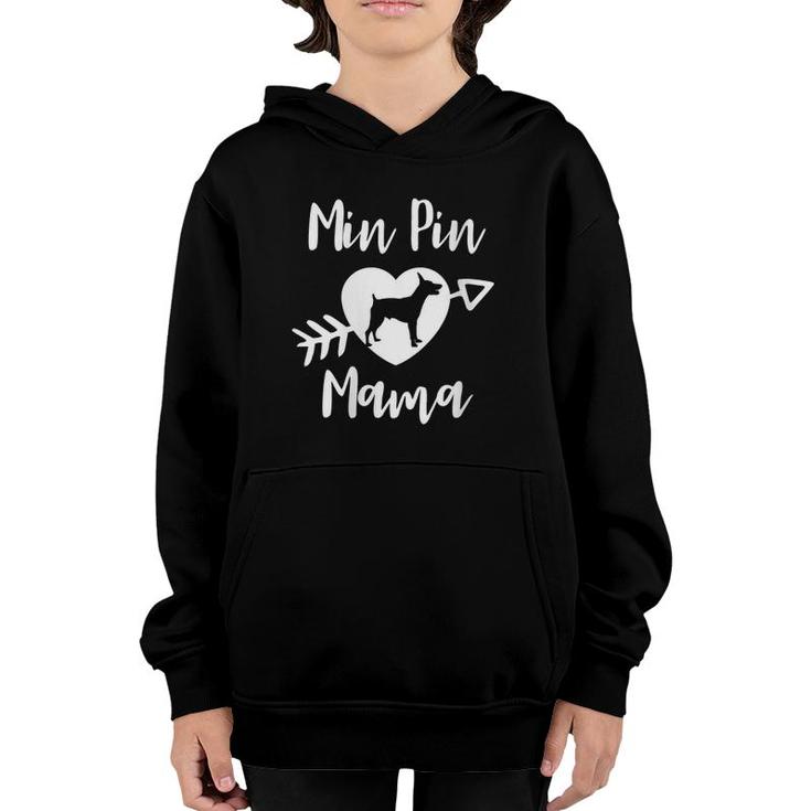 Womens Min Pin Mama Miniature Pinscher Dog Breed Lover Fur Baby Mom V-Neck Youth Hoodie