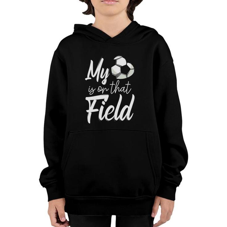 Womens My Heart Is On That Soccer Field Funny Football Team Player V-Neck Youth Hoodie