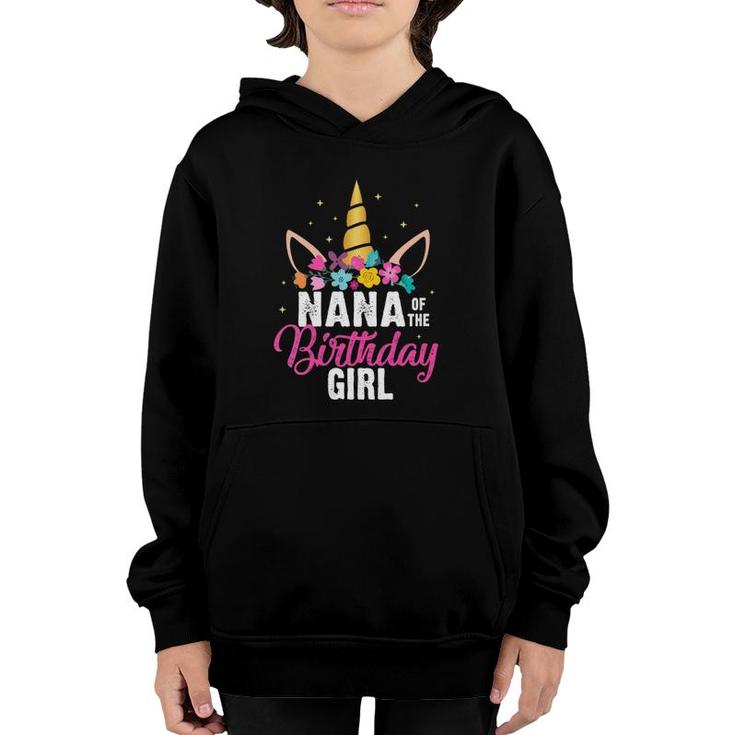 Womens Nana Of The Birthday Girl Mother Gift Unicorn Birthday V-Neck Youth Hoodie