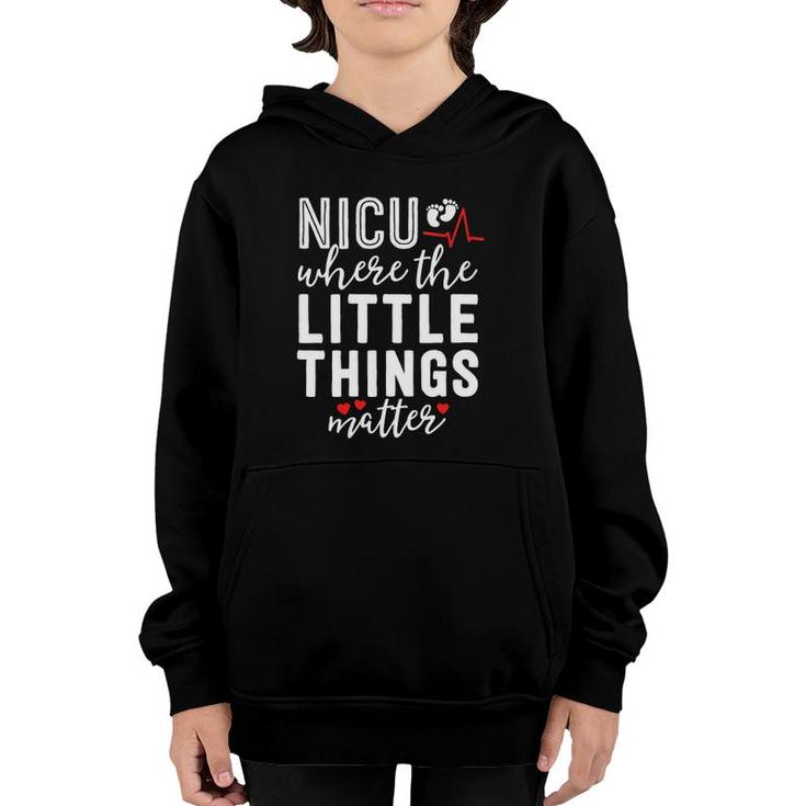 Womens Nicu Nurse Gift Where Little Things Matter Neonatal Nursing V-Neck Youth Hoodie
