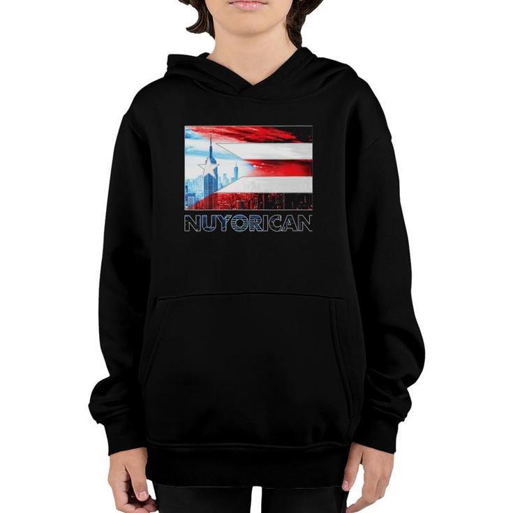 Womens Nuyorican Flag Puerto Rico Flag Gift New York Puerto Rican V-Neck Youth Hoodie