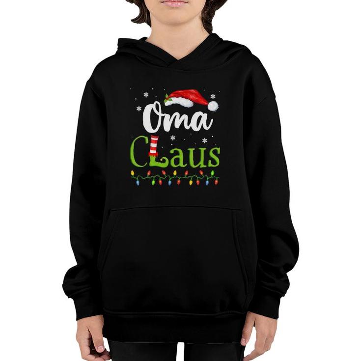 Womens Oma Claus Funny Grandma Santa Pajamas Christmas Gift Idea V-Neck Youth Hoodie