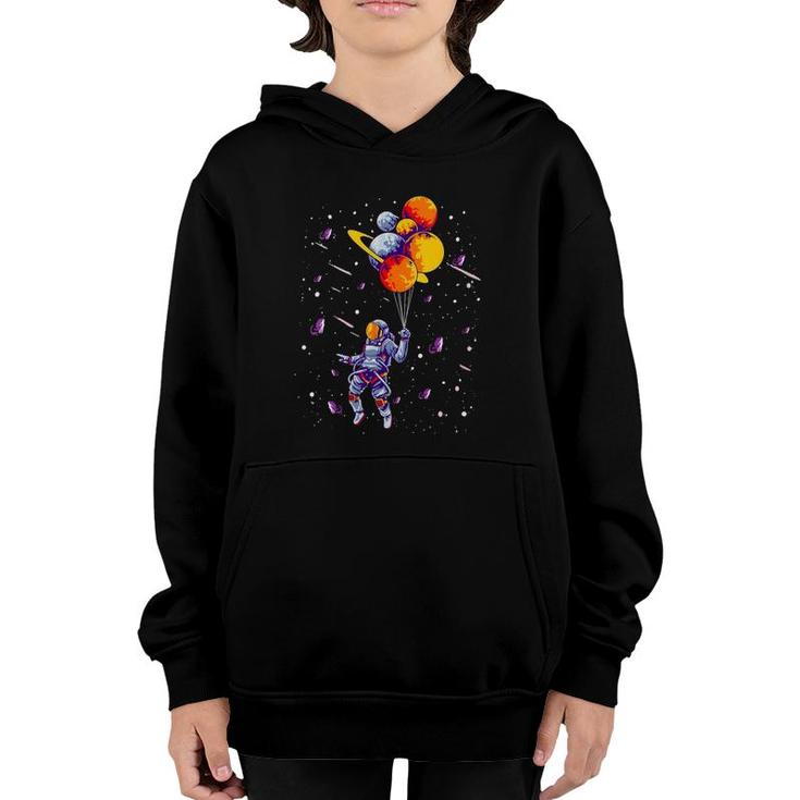 Womens Outer Space Lovers Gift Spaceman Flying Holding Planets Trip  Youth Hoodie