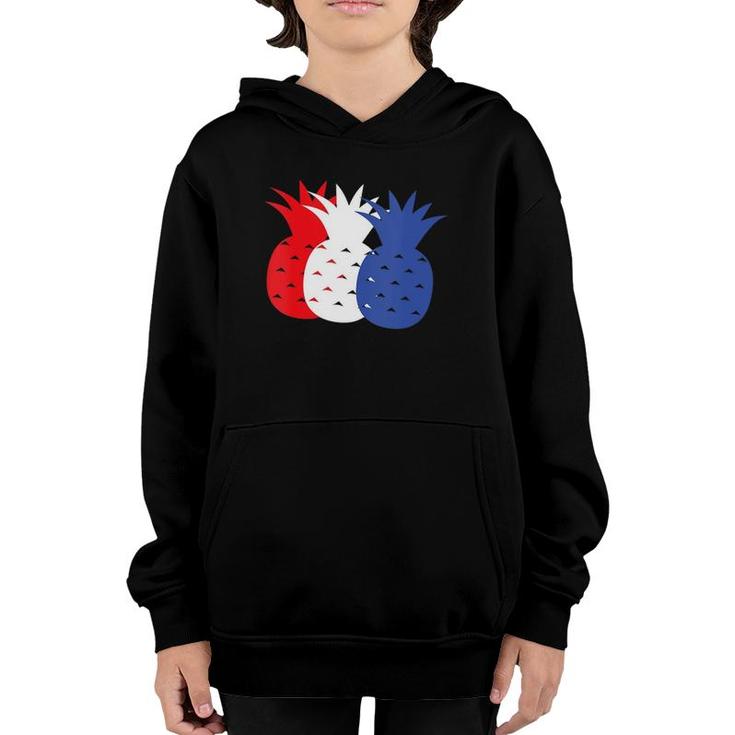 Womens Patriotic 4Th Of July Pineapple American Flag Usa V-Neck Youth Hoodie