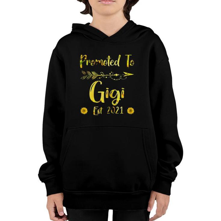 Womens Promoted To Gigi Est 2021 First Time Mom Sunflower Youth Hoodie