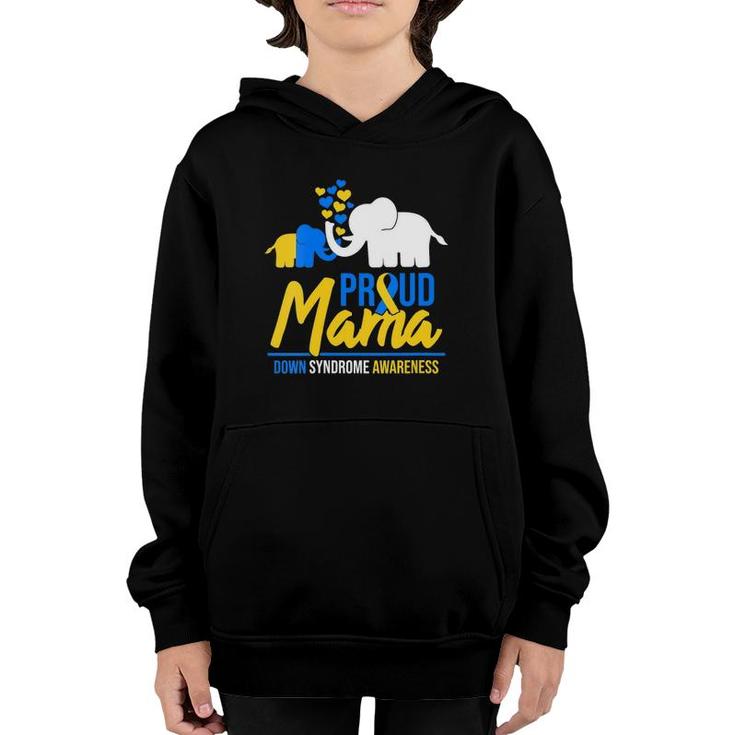 Womens Proud Mama Mom Down Syndrome Awareness Day Cute Elephant T21 V-Neck Youth Hoodie
