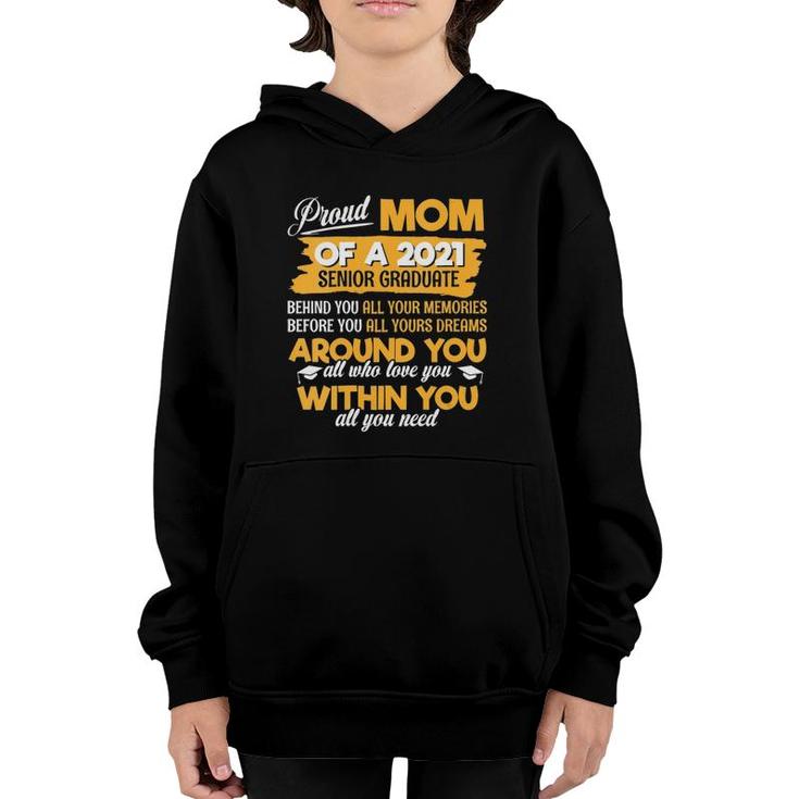 Womens Proud Mom Of A 2021 Senior Graduate Mommy Mother V-Neck Youth Hoodie