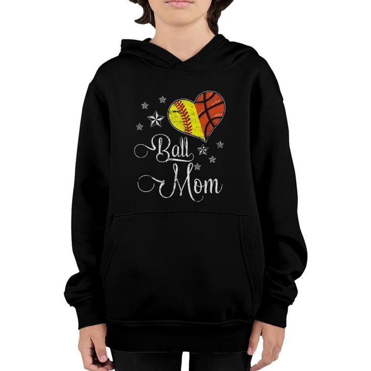 Womens Proud Softball Basketball Mom Ball Mother's Day Youth Hoodie