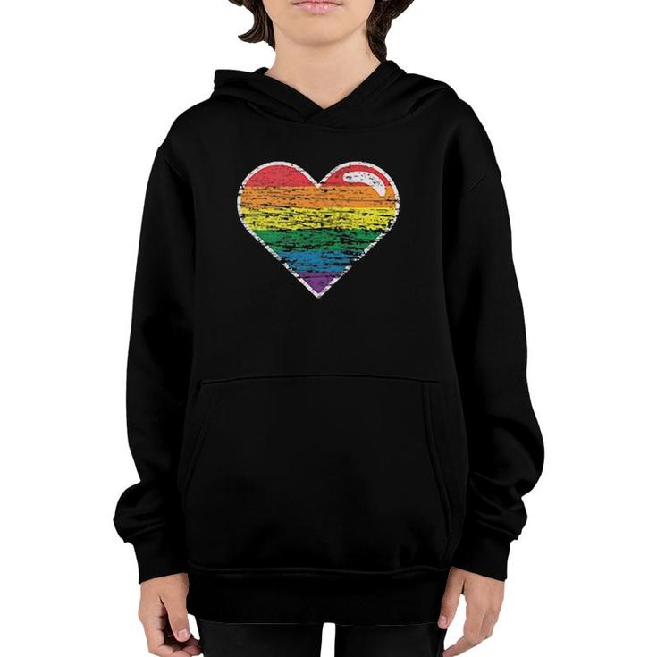 Womens Rainbow Heart Lgbtq Gay Pride Month Lgbt V-Neck Youth Hoodie