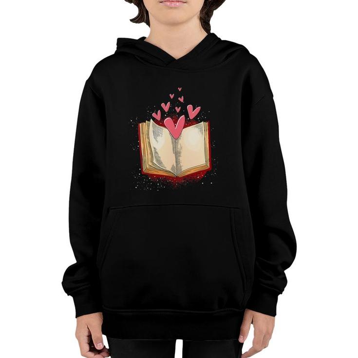 Womens Reader Bookworm Book Nerd Book Lover Gift Heart Reading  Youth Hoodie