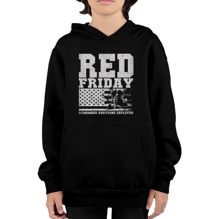 Womens Red Friday American Flag Military Boots Gift Distressed V-Neck Youth Hoodie
