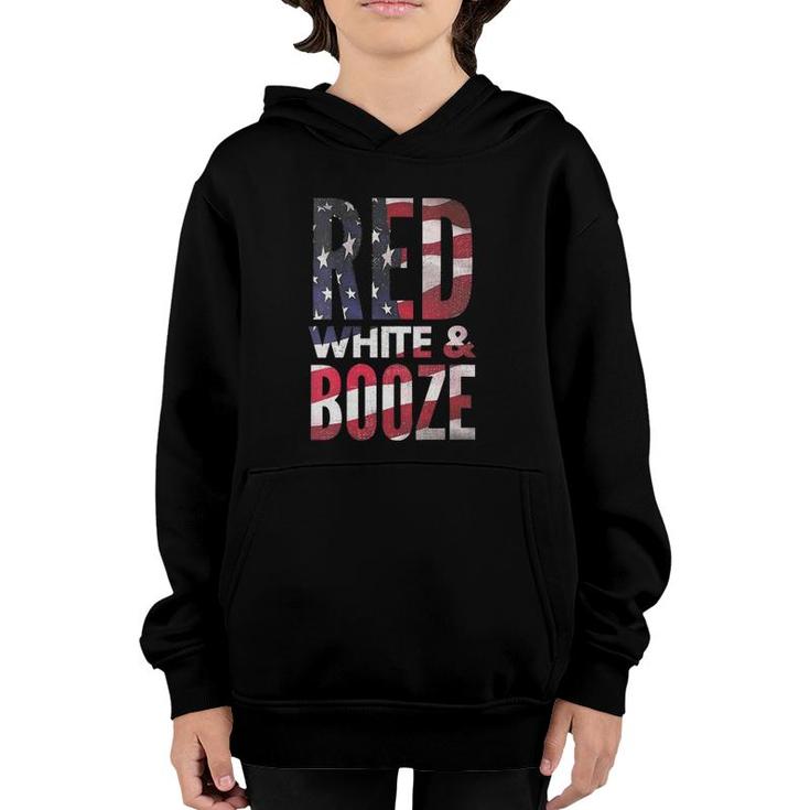 Womens Red White And Booze Drinking 4Th Of July Usa Flag Youth Hoodie