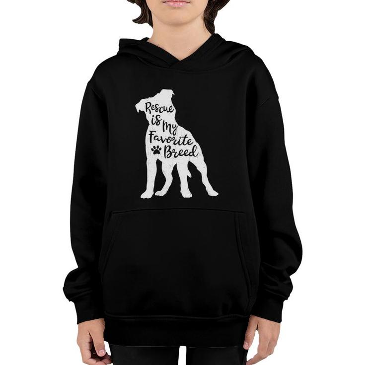 Womens Rescue Is My Favorite Breed Pitbull Dog Lover Pit Bull Mom V-Neck Youth Hoodie