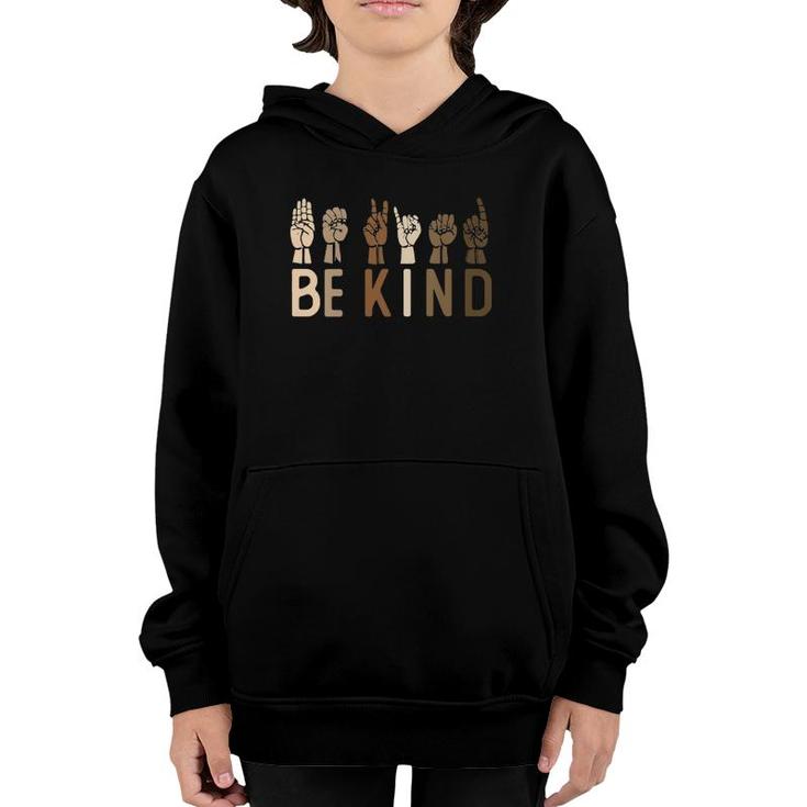 Womens Sign Language Be Kind Asl Kindness Hand Talking Finger Signs  Youth Hoodie