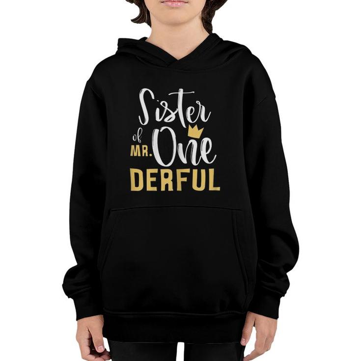 Womens Sister Mr Onederful 1St Birthday First One-Derful Matching Youth Hoodie