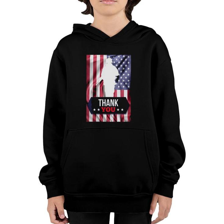 Womens Soldier Thank You Flag Veterans, Memorial Day & 4Th Of July Youth Hoodie