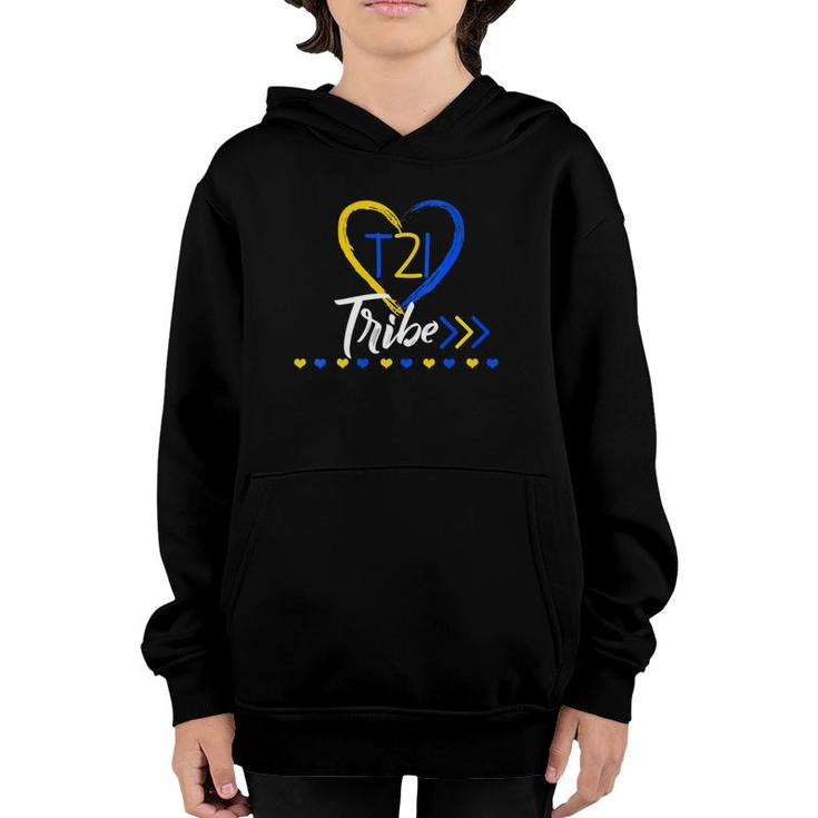 Womens T21 Tribe 21 World Down Syndrome Awareness Day Heart V-Neck Youth Hoodie