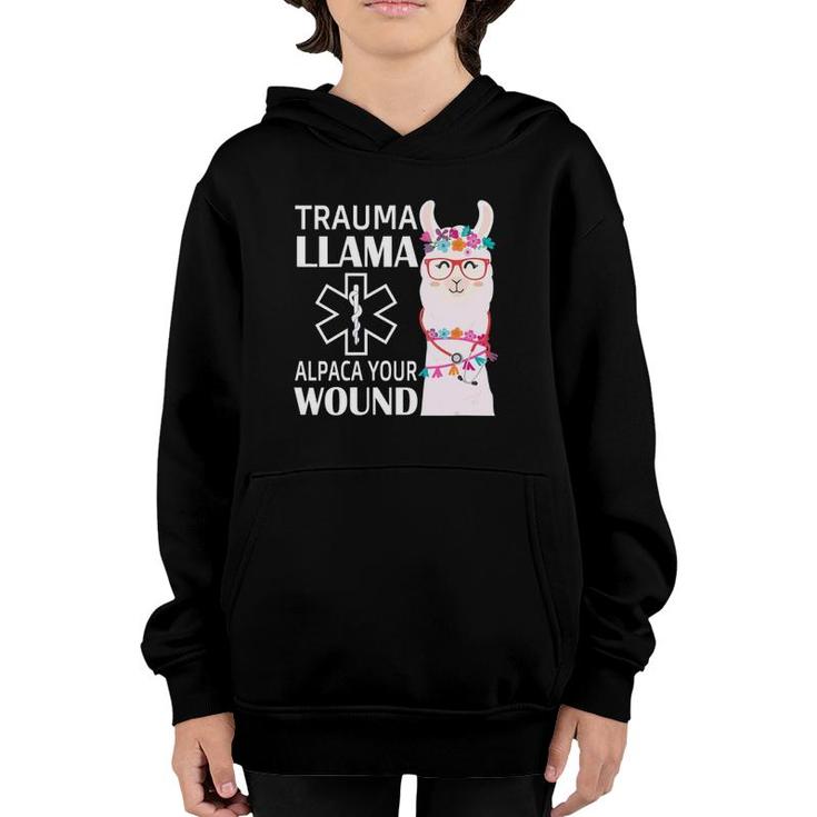 Womens Trauma Llama Alpaca Your Wound Ems Nurse Gift V Neck Youth Hoodie