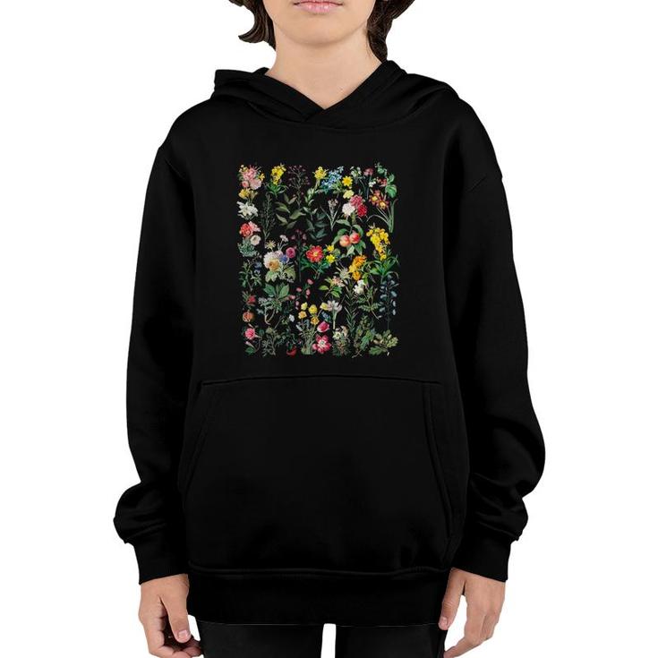 Womens Vintage Inspired Flower Botanical Chart  Youth Hoodie