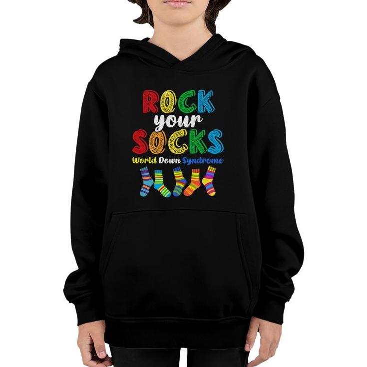 World Down Syndrome Rock Your Socks Awareness Ds Month Youth Hoodie