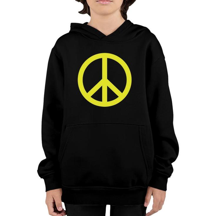Yellow Peace Sign Peace Lover Youth Hoodie