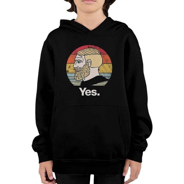 Yes Chad Meme Funny Nordic Man Gamer Gaming Retro Sunset  Youth Hoodie