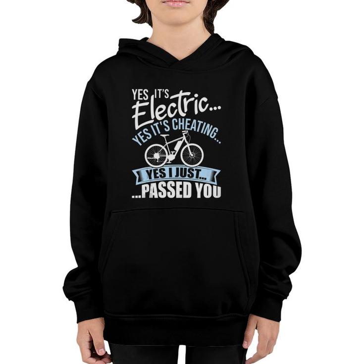 Yes It's Electric Yes It's Cheating E Bike Electric Bicycle  Youth Hoodie