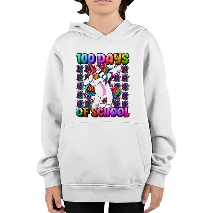 100 Days Of School Unicorn 100 Days Smarter 100Th Day Youth Hoodie