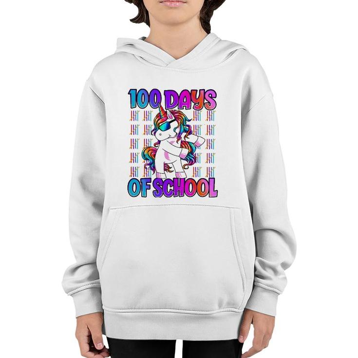 100 Days Of School  Unicorn 100 Days Smarter 100Th Day Youth Hoodie