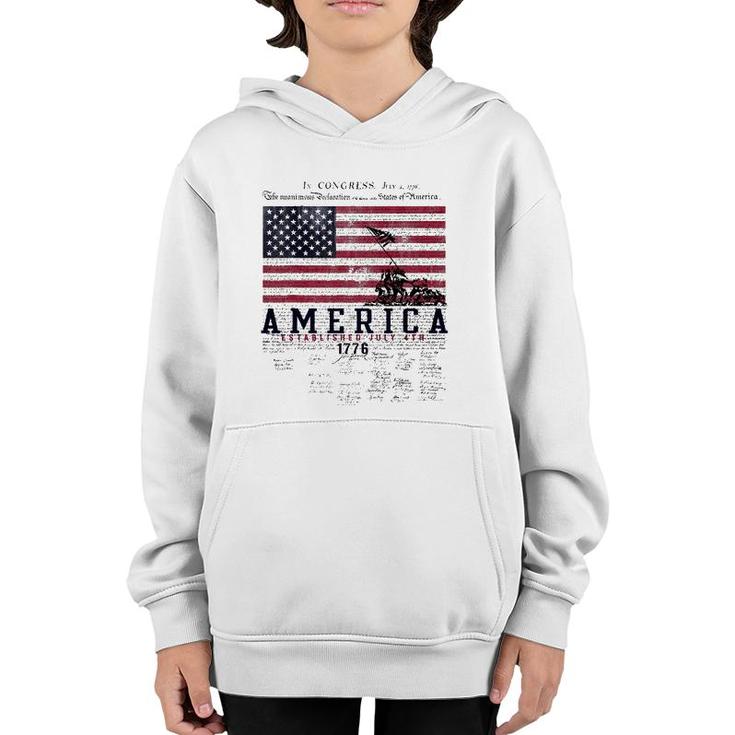 4Th Of July America Established July 4Th 1776 Ver2 Youth Hoodie