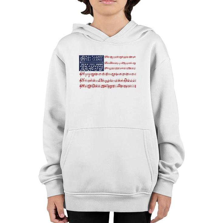4Th Of July National Anthem Music Note Usa Flag Men Youth Hoodie