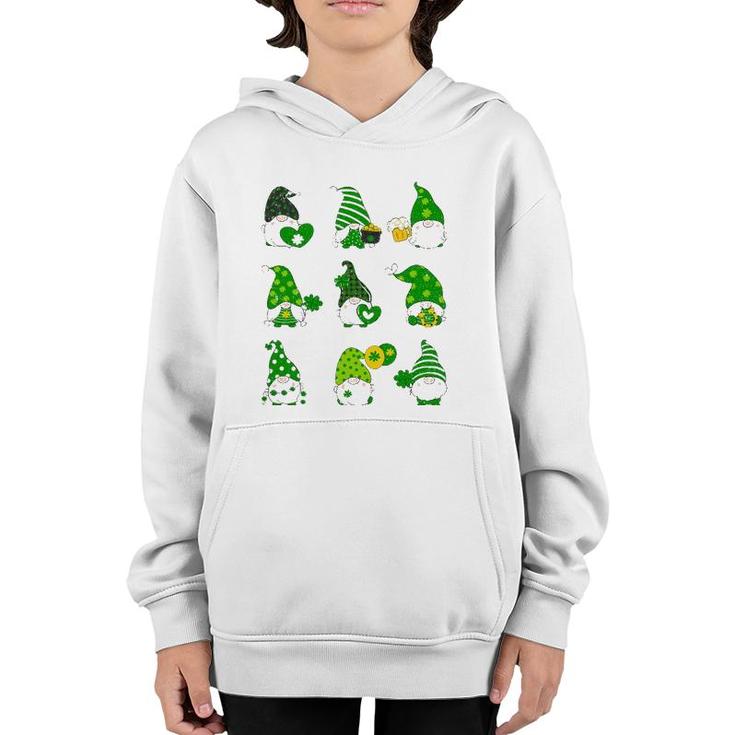 9 Love Gnomes Holding Shamrock Heart St Patrick's Day Youth Hoodie