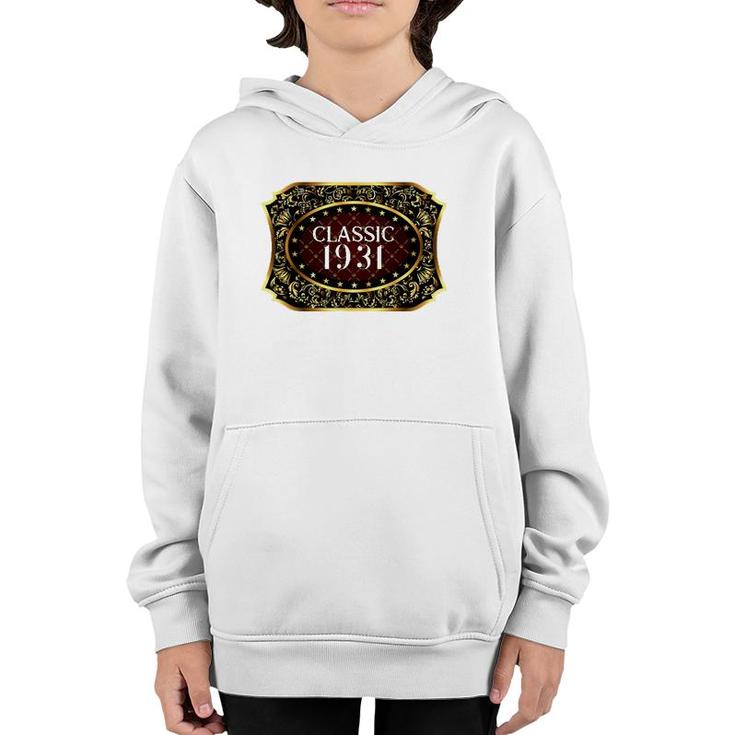 90Th Birthday Classic Vintage 1931 90 Years Old Classic 1931 Ver2 Youth Hoodie