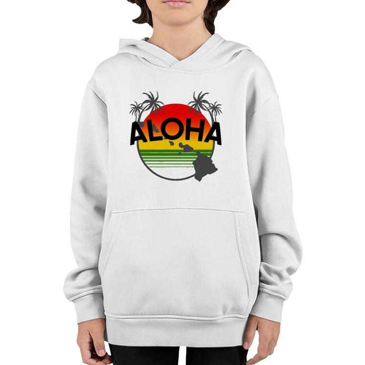 Aloha Hawaii Palm Tree - Feel The Aloha Hawaiian Spirit  Youth Hoodie