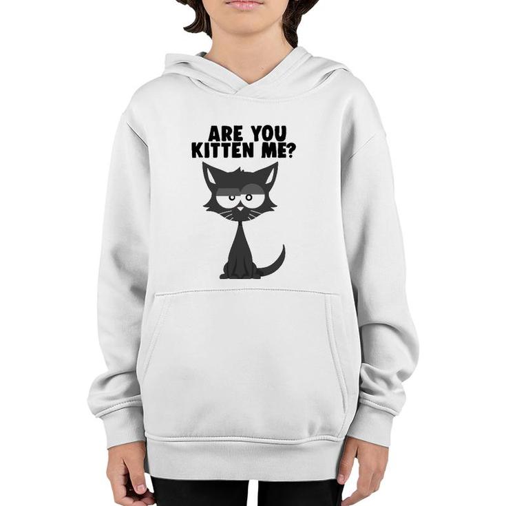 Are You Kitten Me Funny Pun Cat Graphic Youth Hoodie