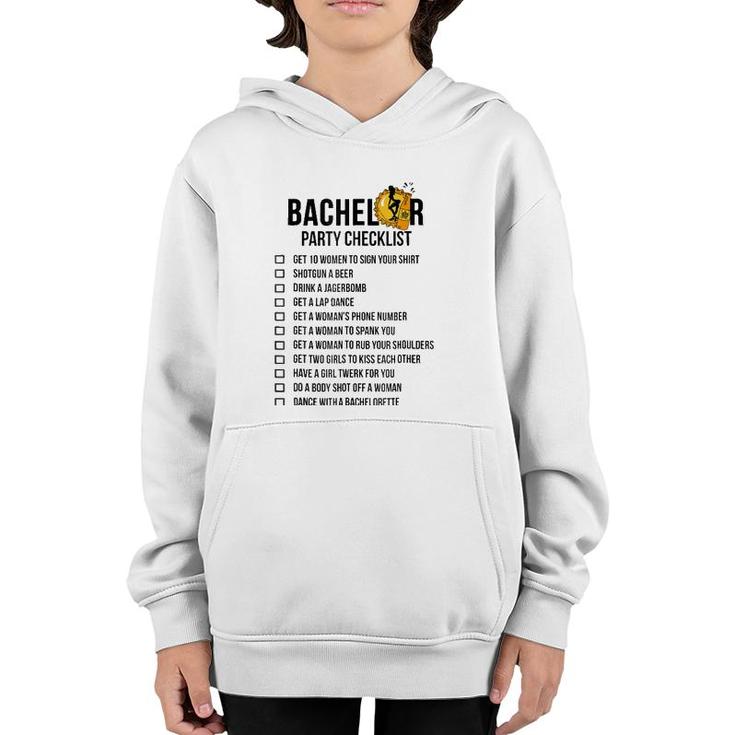 Bachelor Party Checklist - Getting Married Tee For Men Youth Hoodie