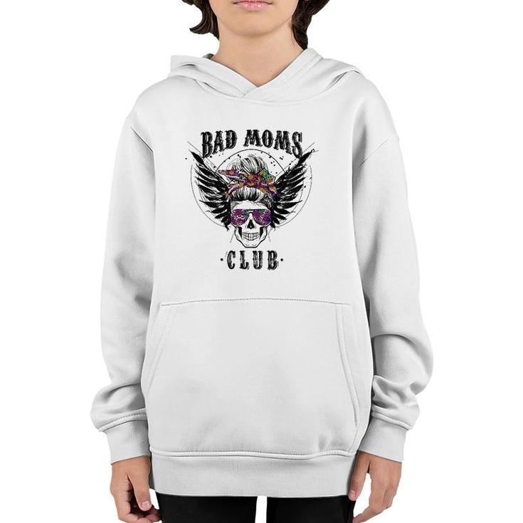 Bad Moms Club Leopard Skull Mom Funny Mom Mother's Day Gifts Youth Hoodie