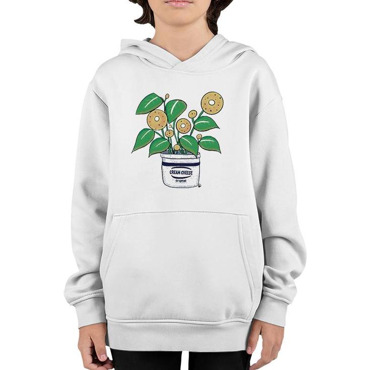 Bagel Plant In A Cream Cheese Planter Funny Youth Hoodie