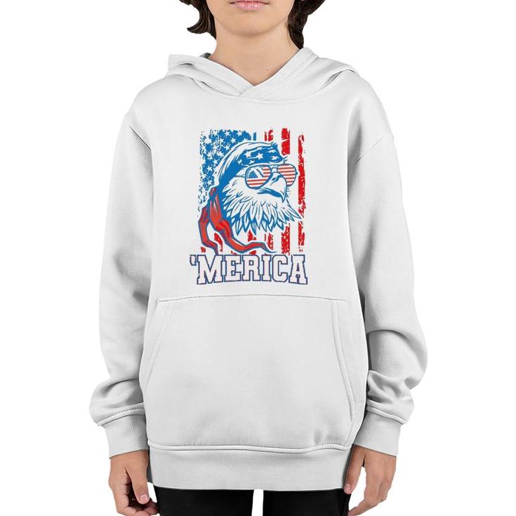 Bald Eagle American Flag Patriotic Usa 4Th Of July Youth Hoodie