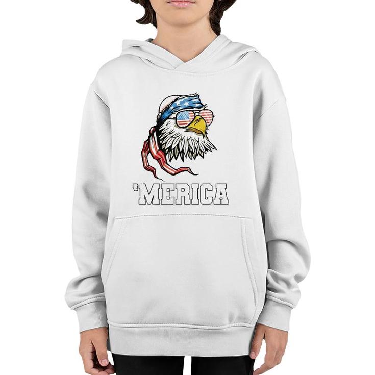 Bald Eagle Usa Flag Merica 4Th Of July Patriotic  Youth Hoodie