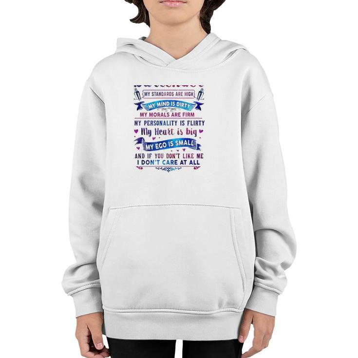 Bartender Bartending As A Bartender My Standard Are High My Mind Is Dirty My Morals Are Firm Youth Hoodie