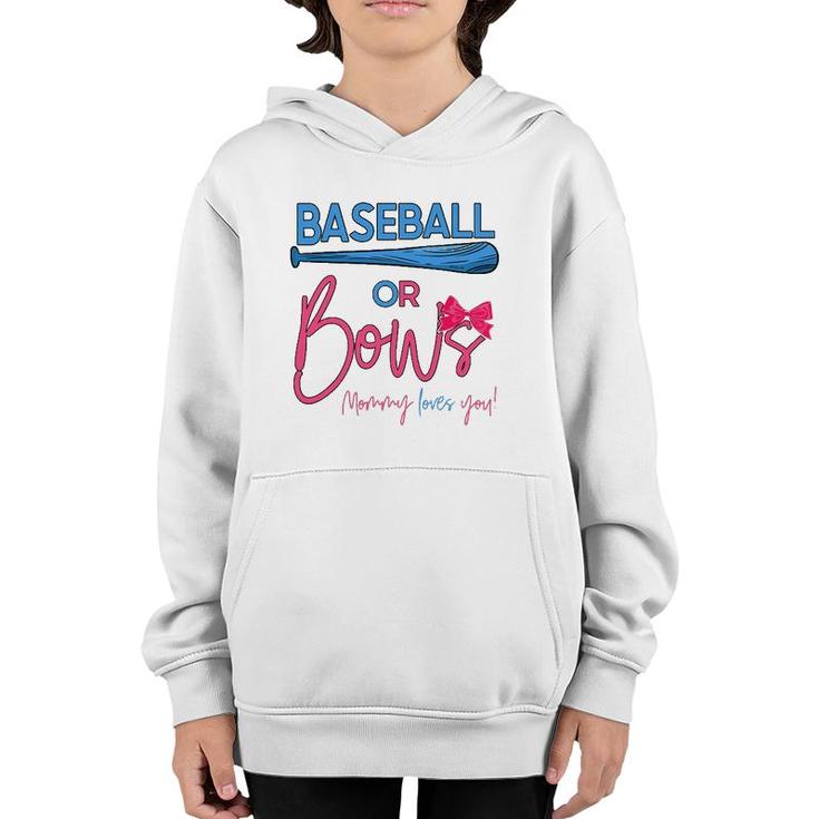 Baseball Or Bows Gender Reveal Party Idea For Mommy Youth Hoodie