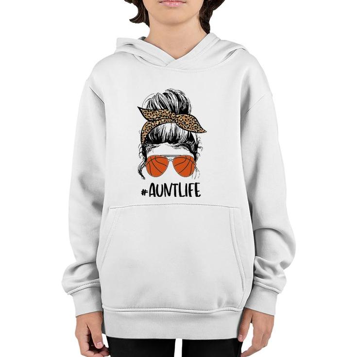 Basketball Aunt Messy Bun Auntie Life Messy Bun Mother's Day Youth Hoodie
