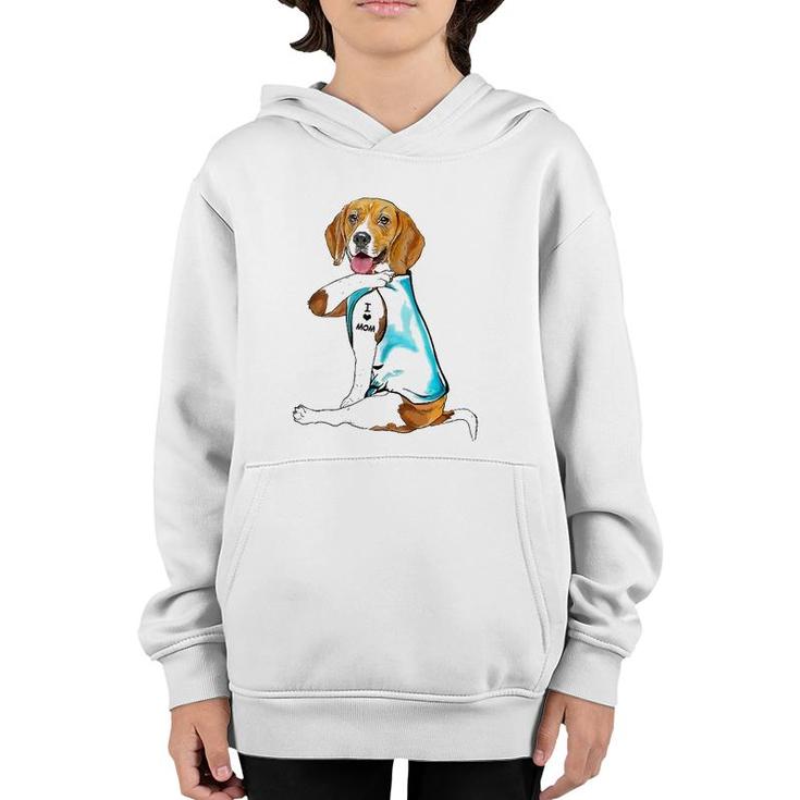 Beagle Tattoos I Love Mom Sitting Gift Mother's Day Youth Hoodie