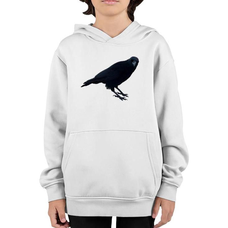 Beautiful Curious Black Crow Raven Bird Silhouette Youth Hoodie
