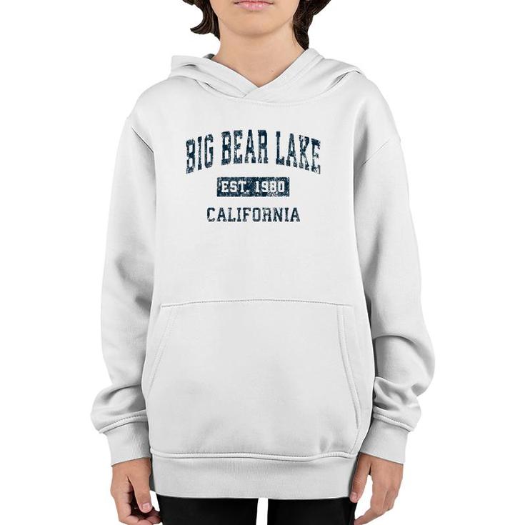 Big Bear Lake California Ca Vintage Sports Design Navy Print Youth Hoodie