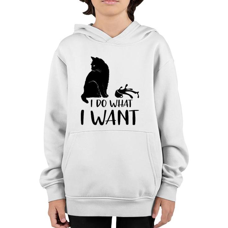 Black Cat Funny I Do What I Want Meowy Cat Lovers Youth Hoodie