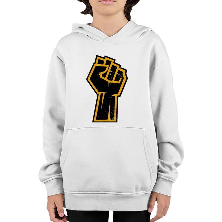 Black History Month African American Golden Protest Fist Youth Hoodie
